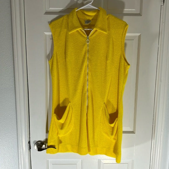 DeWeese Design vintage terry cloth cover up dress yellow - Picture 1 of 5